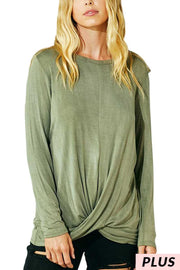 SALE!! 1-13 PLS {Stress Free} Olive Tie Dye Front Twist Top PLUS SIZE XL 2X 3X