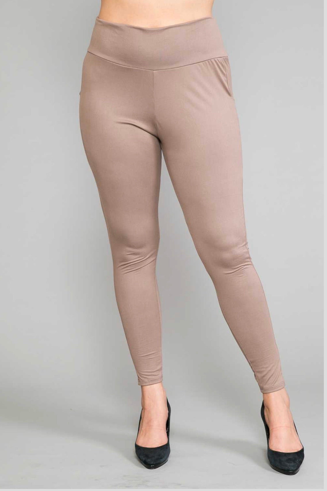 BT-99 {Leg Up} Deep Camel Microfiber Full Length Leggings PLUS