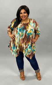 SALE!! 35 PQ-D {Splash of Gold} Jade Multi-Color Shark Bite Top SALE!!  PLUS SIZE 1X 2X 3X