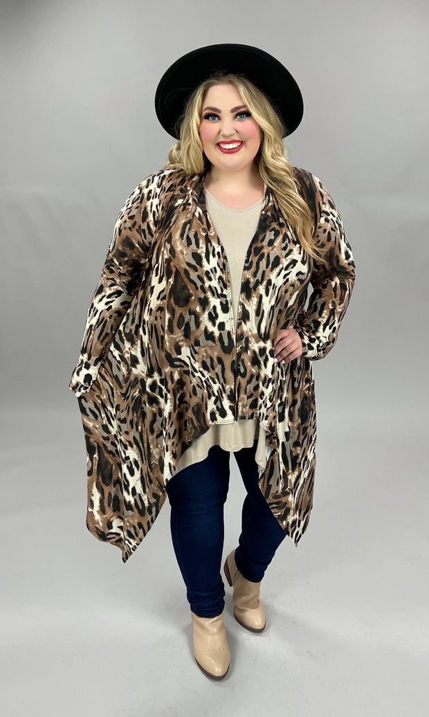 SALE!! 82 OT-B { Diva Style} Animal Print Cardigan W/Sleeve Patches PLUS SIZE 1X 2X 3X