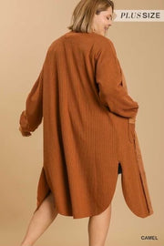 1-18 OT-Z {Love Me Always} Umgee Camel Button Up Duster PLUS SIZE XL 1X 2X