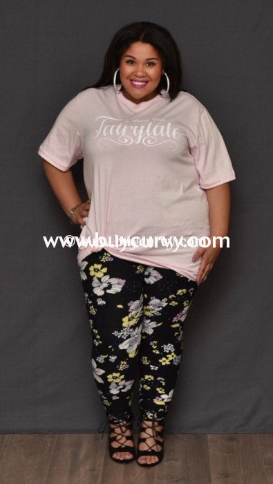 LEG-82 Black Leggings with White,Yellow & Pink Floral Print PLUS SIZE –  Curvy Boutique Plus Size Clothing