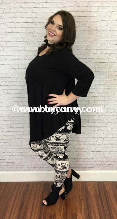 Black/Ivory Egyptian Microfiber Leggings Curvy Boutique Plus Clothing