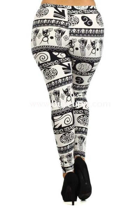 LEG-79 Black/Ivory Egyptian Microfiber Leggings – Curvy Boutique Plus Size  Clothing
