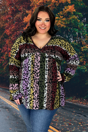 SALE!! 67 PLS-A {My Only Wish} Multi-Color Print Babydoll Top PLUS SIZE 1X 2X 3X