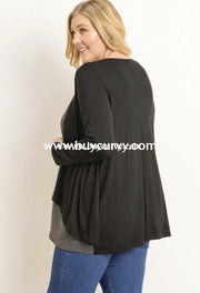 Ot-K {One Step Away} Black Cardigan With Striped Layer Detail Outerwear